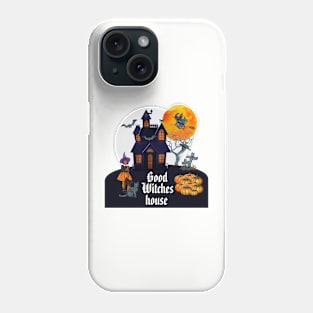 Spooky Halloween good witches  house. Phone Case