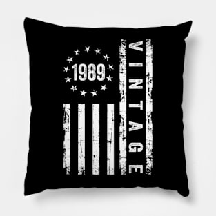 35 Years Old Gifts Vintage 1989 American Flag 35th Birthday Pillow