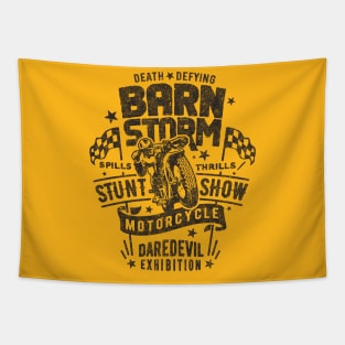 Retro Look Motorcycle Stunt Show Ad Tapestry