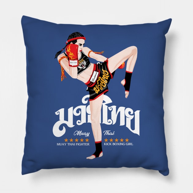 Kick Boxing Girl Pillow by KewaleeTee