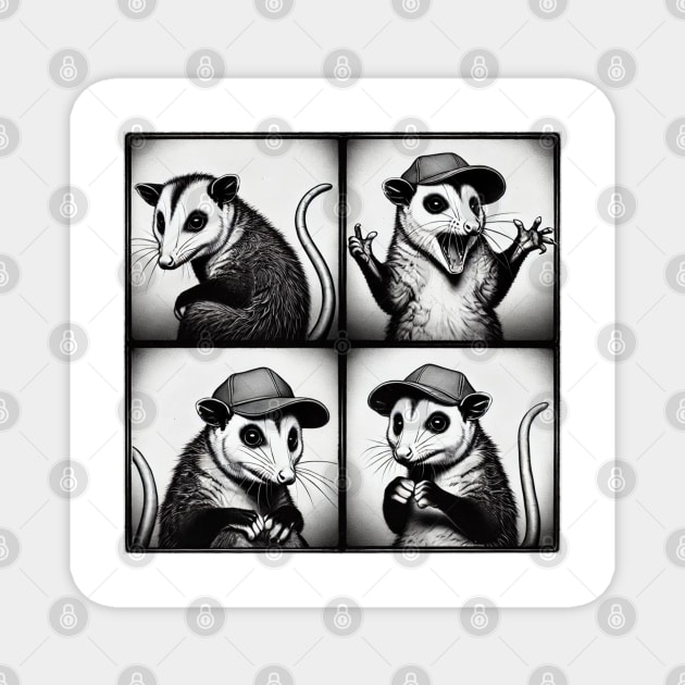 Adorable Feral Possum in dad hat Funny Photobooth design Magnet by Luxinda