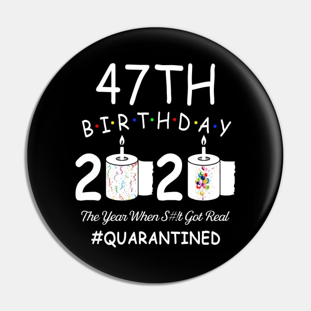 47th Birthday 2020 The Year When Shit Got Real Quarantined Pin by Kagina