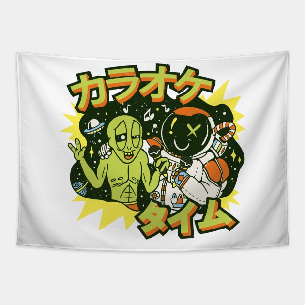 Astronout Alien Karaoke P R t shirt Tapestry by LindenDesigns