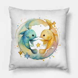 Watercolor Zodiac Pisces Pillow