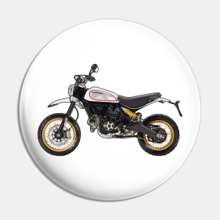 Scrambler Bike Side View Illustration Pin