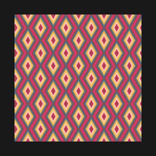 Bright Magenta, Red, Yellow, and Blue Argyle Pattern T-Shirt