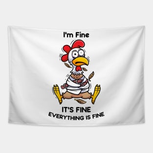 Clucking Resilience: The 'I'm Fine' Chicken Design Tapestry