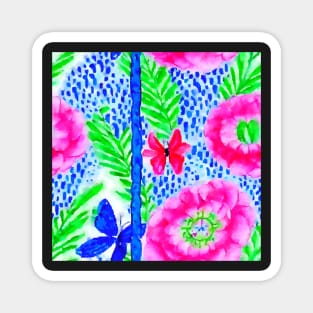 Neon colours floral watercolor pattern Magnet