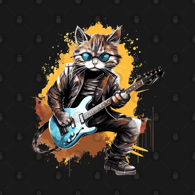 Rockstar Cat Playing Electric Guitar by Graceful Designs