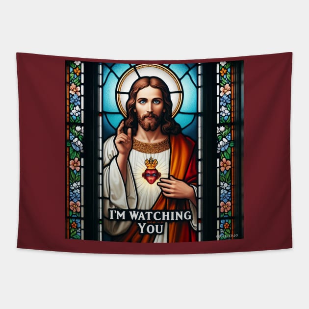 Jesus is watching you Tapestry by Sketchy