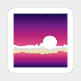 Red background with clouds and moon Magnet