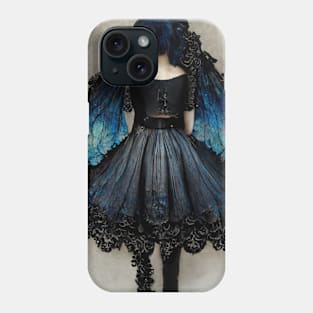 Goth Lady Fairy Blue and Black Watercolor Phone Case