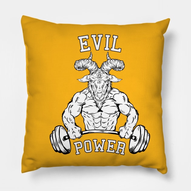 Evil Power Goat bodybuilder 666 Pillow by pontosix