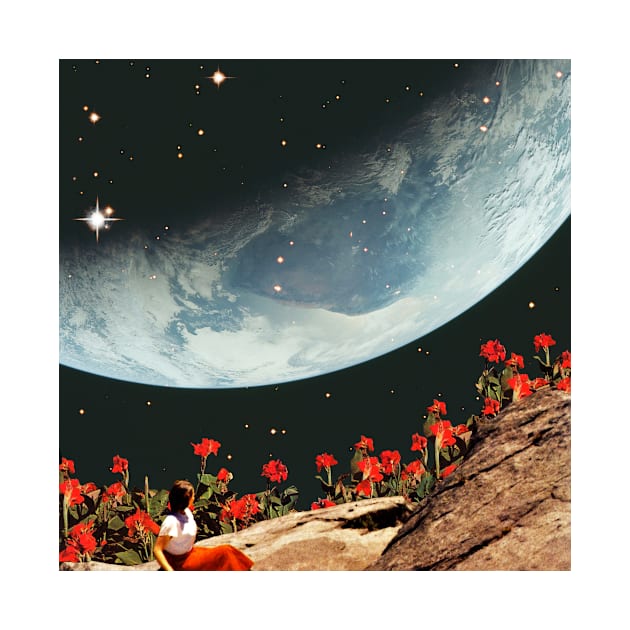 The earth through the red garden by CollageSoul