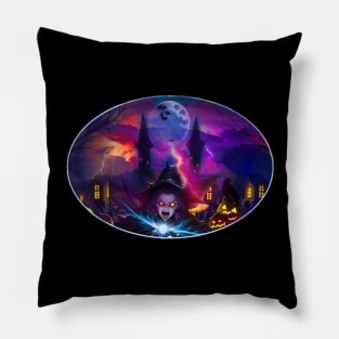 Spell- Casting Witch-Halloween Pillow