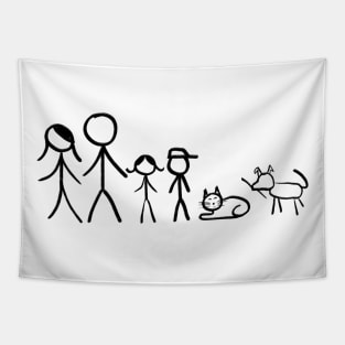 Stick figure family with Mom first.  Includes the family pets Tapestry