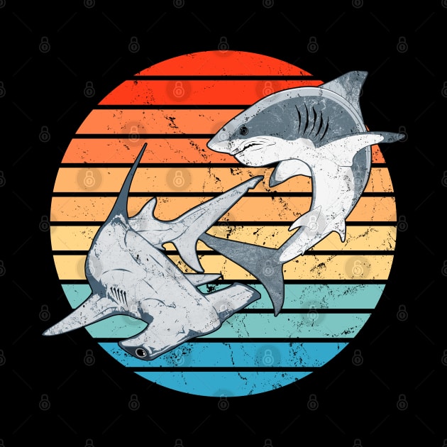 Hammerhead and Great White Shark by NicGrayTees