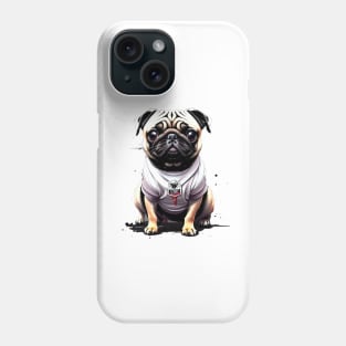 The Playful Pug: Ready for Action in a White Jersey Phone Case