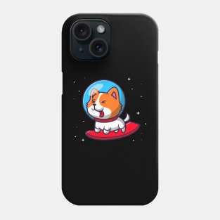 Cute astronaut Dog Surfing in Space Cartoon Phone Case