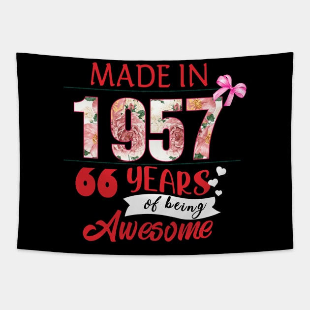 Flower Made In 1957 66 Years Of Being Awesome Tapestry by Gearlds Leonia