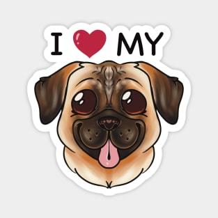 I Love My Pug Magnet