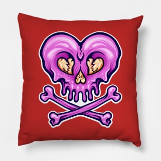 Heart Skull Purple Pillow