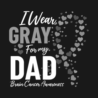 I Wear Gray for My Dad Warrior Gray Ribbon Brain Disease T-Shirt