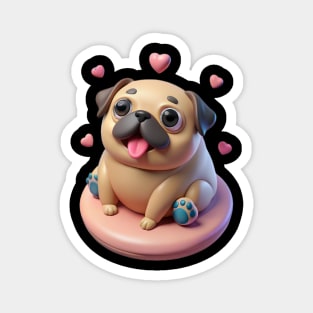 Chubby Fat Pug Pastel Dog Art Drawing Magnet