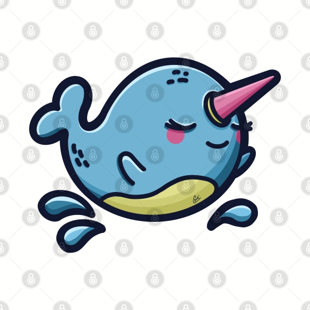 Cute Grinning Narwhal by CyndiCarlson