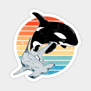 Hammerhead shark and orca Magnet