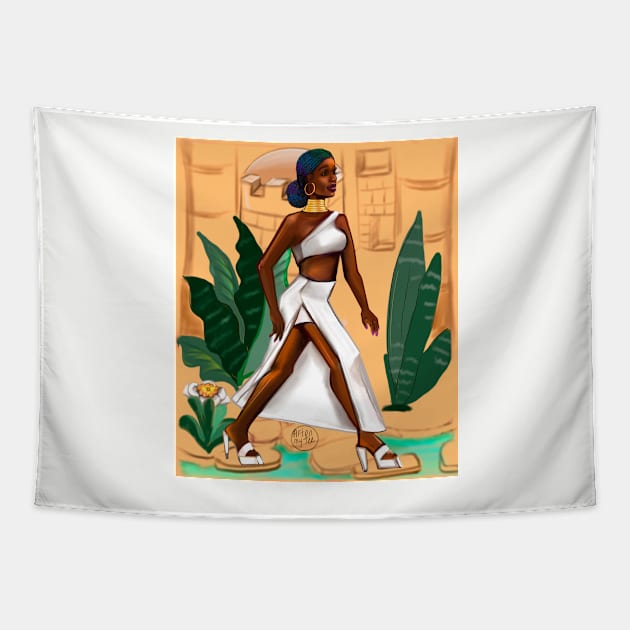 Black woman Striding- Mahagony brown skin girl. The best Gifts for black women 2022 Tapestry by Artonmytee