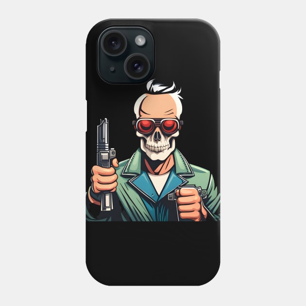 Skull With Gun Phone Case by Tee-ss