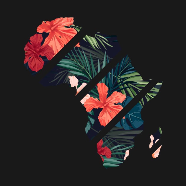 Africa Map Tropical Floral Patterns, African by dukito