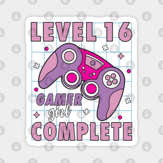 16th Birthday Level 16 Complete Gamer Girl Magnet by FloraLi