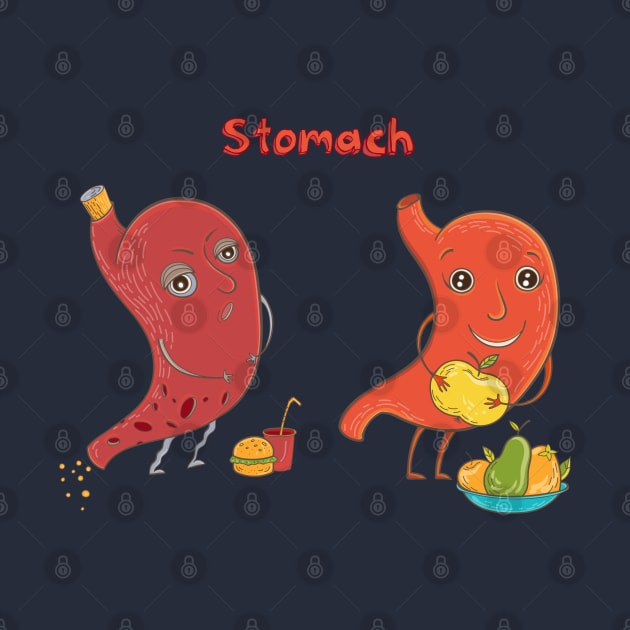 Stomach Healthy VS Unhealthy by Mako Design 