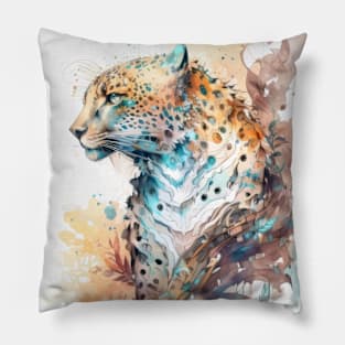 Panther Portrait Animal Painting Wildlife Outdoors Adventure Pillow