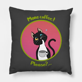 More coffee Kitty Pillow