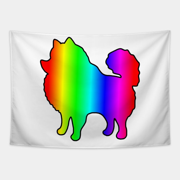 Rainbow Pomeranian Silhouette Tapestry by Art by Deborah Camp