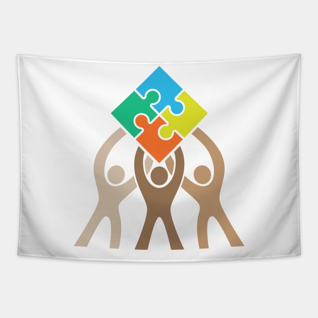 Teamwork and Unity Jigsaw Puzzle Logo Tapestry by hobrath