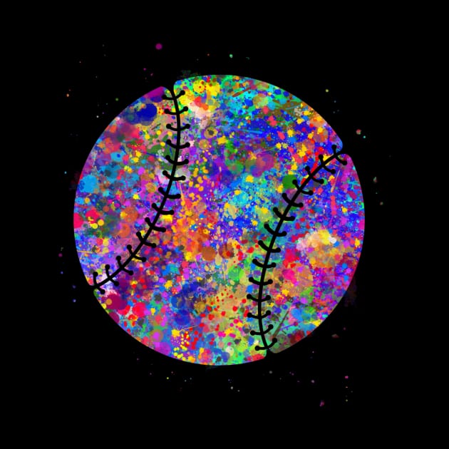 Baseball ball watercolor by Yahya Art