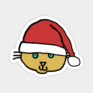 Christmas Cat Face Santa Hat Magnet