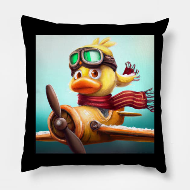 Yellow Duck flying an Airplane Pillow by yellowveggiez