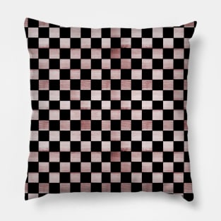 Black and Copper Red Checkered Wood Pattern Pillow