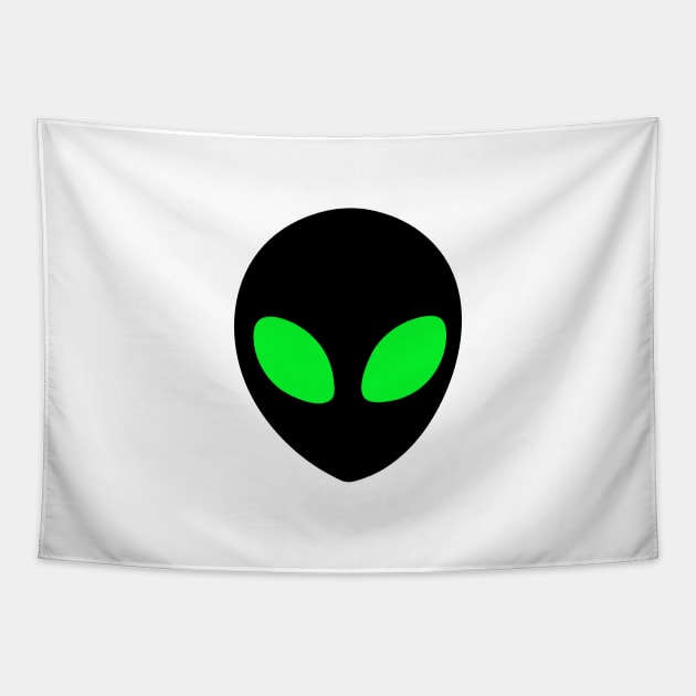 Alien with green eyes design for t-shirts, hoodies, stickers, cases, notebooks, pillows, totes, masks Tapestry by Anastasia Letunova