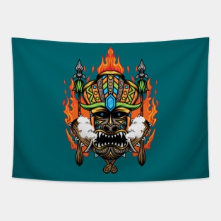 Tiki Mask Illustration 04 Tapestry