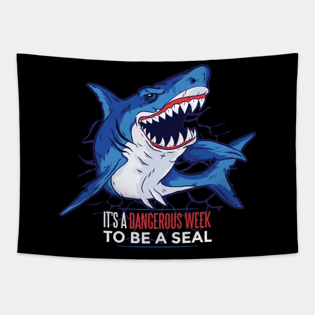 Scary Shark Tapestry by madeinchorley