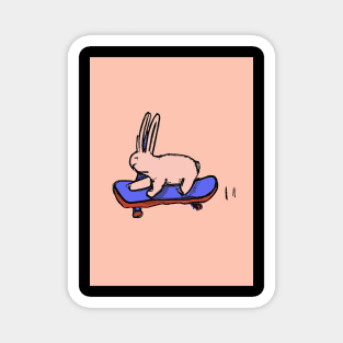 Bunny on a Skateboard Magnet