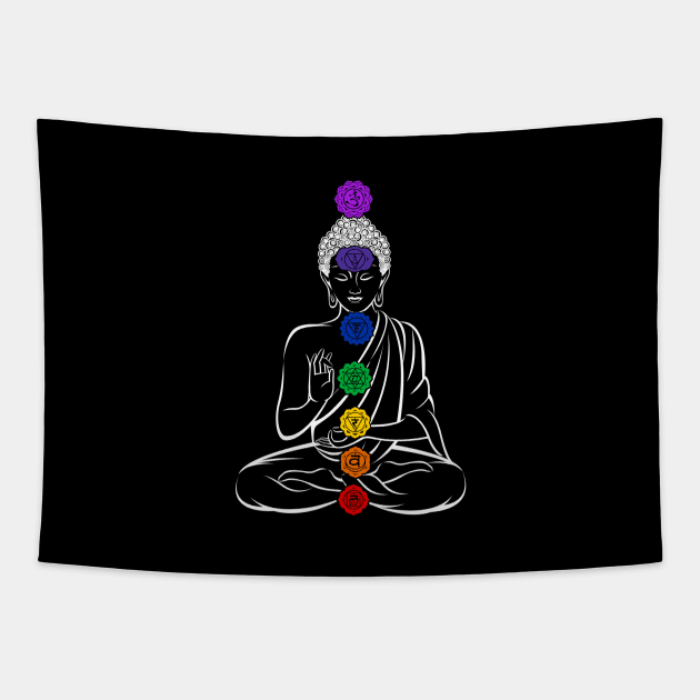 Buddha 7 Chakras Meditation Tapestry by Nirvanax Studio