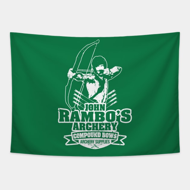 John Rambo's Archery Compound Bows Tapestry by scribblejuice