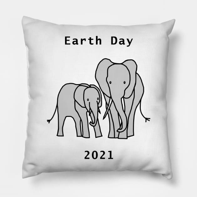 Elephants for Earth Day 2021 Pillow by ellenhenryart